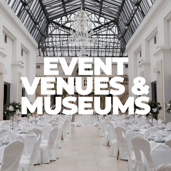 Event venue and museum cleaning services for weddings, galas, and exhibitions.
