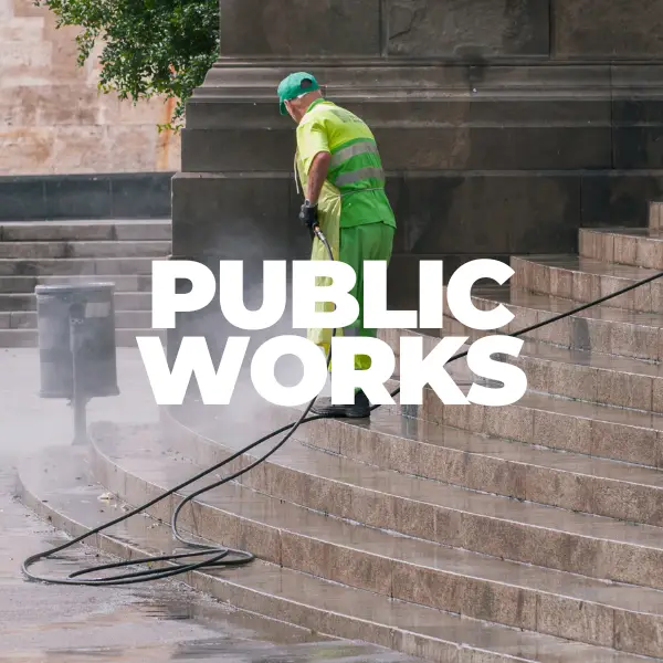 Public works cleaning services, including pressure washing for city infrastructure.