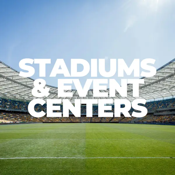 Large-scale janitorial services for stadiums, sports arenas, and event centers